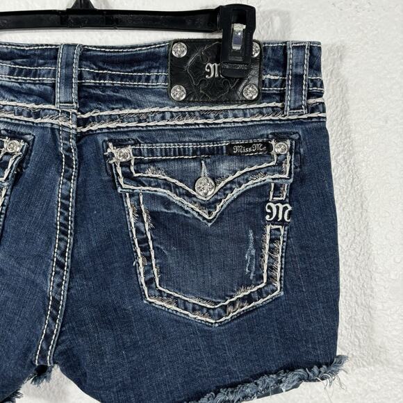 Miss Me Shorts Size 32 Signature Denim Flag Distressed Cotton Blend JE7010H3 - Picture 8 of 11